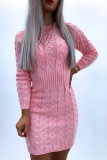 Fashion Street Solid Patchwork O Neck Pencil Skirt Dresses