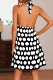 Fashion Casual Dot Backless Halter A Line Dresses