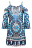 Fashion Casual Print Split Joint Spaghetti Strap A Line Dresses