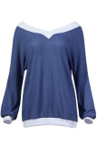 Fashion Casual Solid Split Joint V Neck T-Shirts