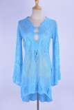 Fashion Vacation Solid Hollowed Out Swimwears Cover Up