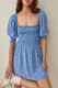 Fashion Street Print Split Joint Square Collar A Line Dresses