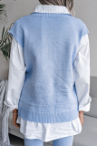 Casual Solid Hollowed Out V Neck Tops Sweater