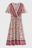 Fashion Elegant Floral Split Joint V Neck Dresses