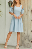Casual Elegant Solid Backless With Bow O Neck Dresses
