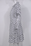 Fashion Casual Dot Split Joint O Neck A Line Dresses