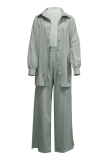 Elegant Solid Buckle Shirt Collar Long Sleeve Two Pieces