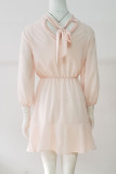 Fashion Street Adult Solid Split Joint Half A Turtleneck Long Sleeve Mini A Line Dresses