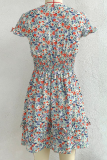 Casual Elegant Floral Flounce Strap Design V Neck Dresses