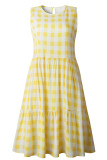 Fashion Street Plaid Split Joint O Neck Princess Dresses