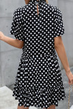 Fashion Casual Dot Split Joint O Neck A Line Dresses
