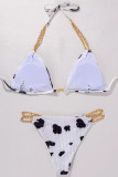 Fashion Simplicity Print Split Joint Frenulum Swimwears