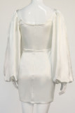 Fashion Street Solid Split Joint Off the Shoulder Wrapped Skirt Dresses