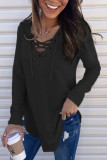 Fashion Casual Adult Solid Split Joint V Neck Tops