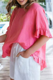 Fashion Casual Solid Split Joint O Neck T-Shirts