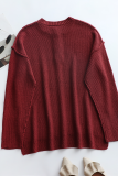 Casual Solid Buckle V Neck Tops Sweater