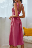 Fashion Street Solid Split Joint Spaghetti Strap A Line Dresses