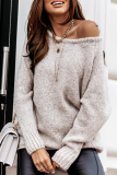 Casual Solid Split Joint O Neck Tops Sweater