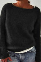Fashion Casual Solid Split Joint O Neck Tops