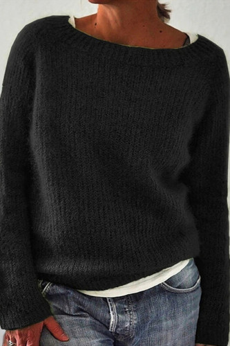 Fashion Casual Solid Split Joint O Neck Tops