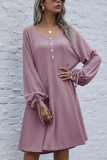 Fashion Casual Solid O Neck Long Sleeve Dress Dresses