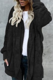 Fashion Street Solid Split Joint Hooded Collar Outerwear