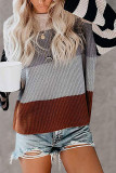 Fashion Casual Striped Split Joint O Neck Tops