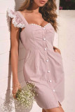 Fashion Street Solid Split Joint Square Collar A Line Dresses