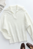 Casual Solid Split Joint Turndown Collar Tops Sweater
