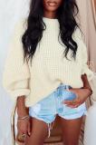 Casual Striped Solid Basic O Neck Tops Sweater