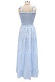 Fashion Elegant Striped Split Joint Fold Spaghetti Strap A Line Dresses