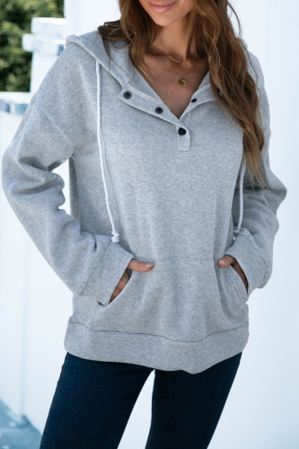 Fashion Casual Solid Split Joint Hooded Collar Tops