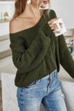 Casual Solid Hollowed Out Cross Straps O Neck Tops Sweater