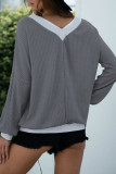 Fashion Casual Solid Split Joint V Neck T-Shirts