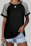 Fashion Street Solid Split Joint O Neck T-Shirts