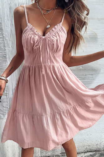 Fashion Street Solid Split Joint V Neck A Line Dresses
