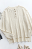 Casual Solid Buckle V Neck Tops Sweater