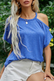Fashion Sweet Solid Split Joint O Neck T-Shirts
