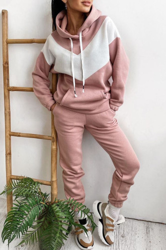 Fashion Sportswear Solid Split Joint Hooded Collar Long Sleeve Two Pieces