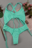 Fashion Sexy Solid Fold Swimwears