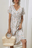 Fashion Simplicity Print Split Joint V Neck A Line Dresses