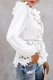 Fashion Sexy Solid Hollowed Out Split Joint O Neck Tops