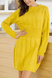 Fashion Daily Adult Solid O Neck Long Sleeve Knee Length Long Sleeve Dress Dresses