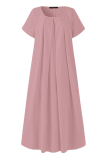 Casual Solid Split Joint U Neck A Line Dresses