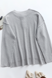 Casual Solid Buckle V Neck Tops Sweater