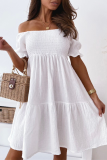 Casual Elegant Solid Split Joint Flounce Off the Shoulder A Line Dresses