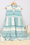 Fashion Casual Print Split Joint V Neck Princess Dresses