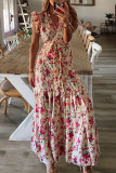 Fashion Casual Print Split Joint V Neck A Line Dresses