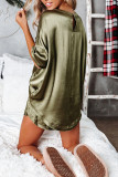 Fashion Living Solid Split Joint O Neck Short Sleeve Two Pieces