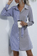 Casual Elegant Striped Buckle With Belt Turndown Collar Shirt Dress Dresses